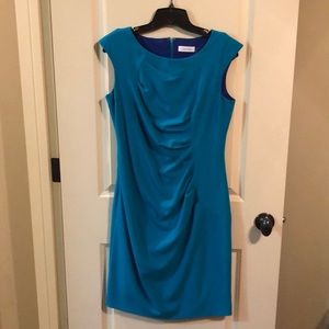 Aqua ruched Calvin Klein dress